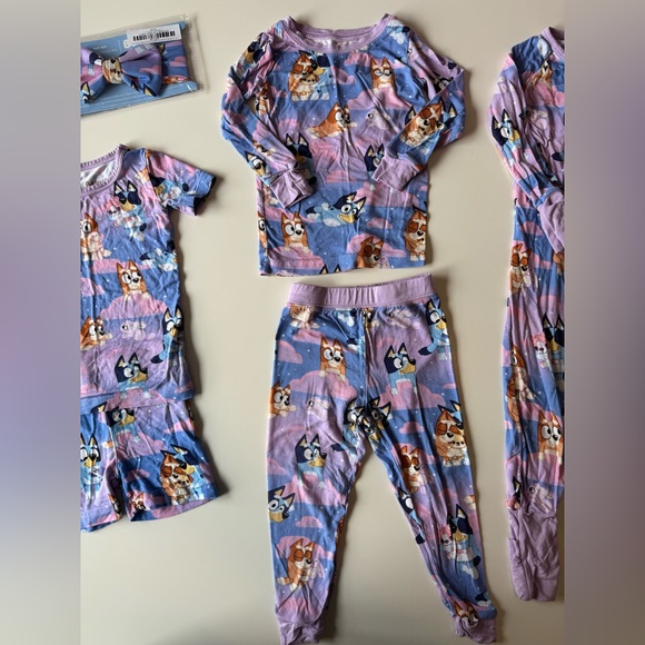 Little Sleepies Bluey Pajamas - lot of 3 and headband - Picture 4 of 5